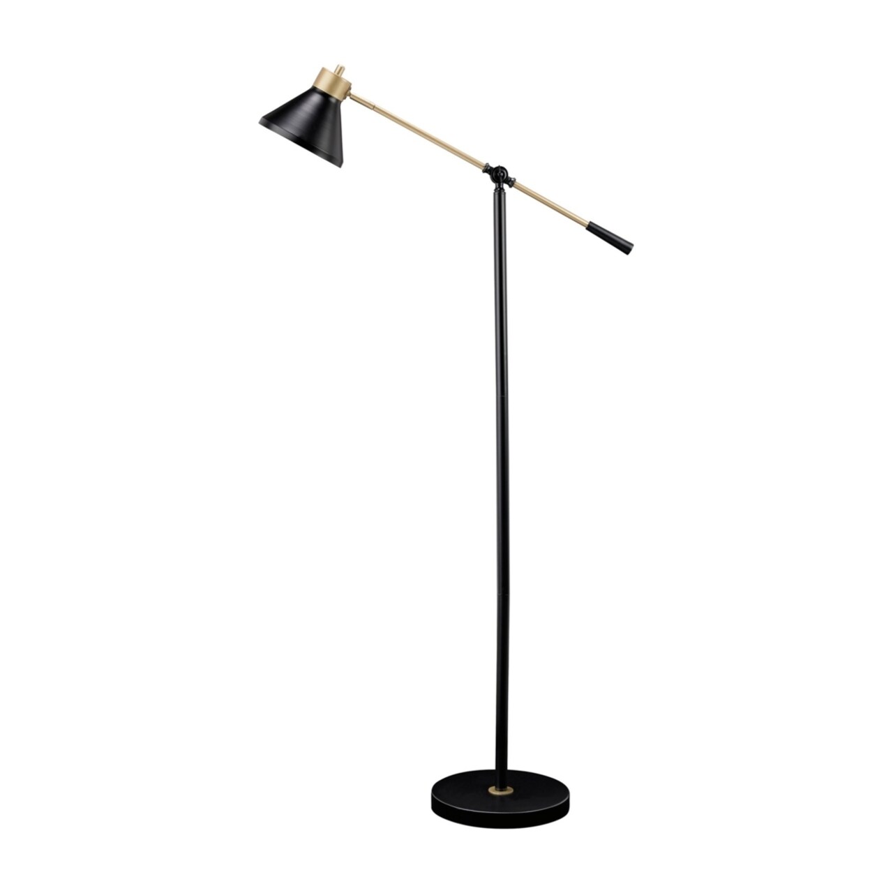 Saltoro Sherpi 58 Inch Classic Metal Floor Lamp, Adjustable Shade Height, Gold, Black-